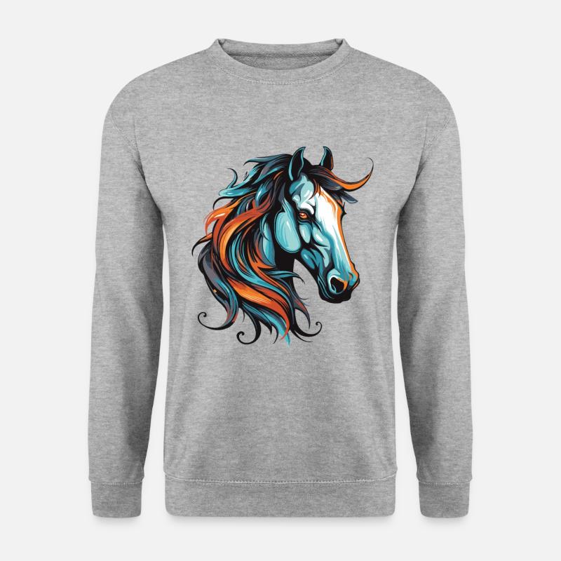 Pferd Portrait - Unisex Pullover - Weißgrau meliert