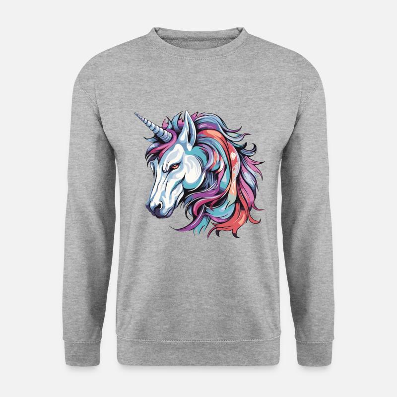 Einhorn Portrait - Unisex Pullover - Weißgrau meliert