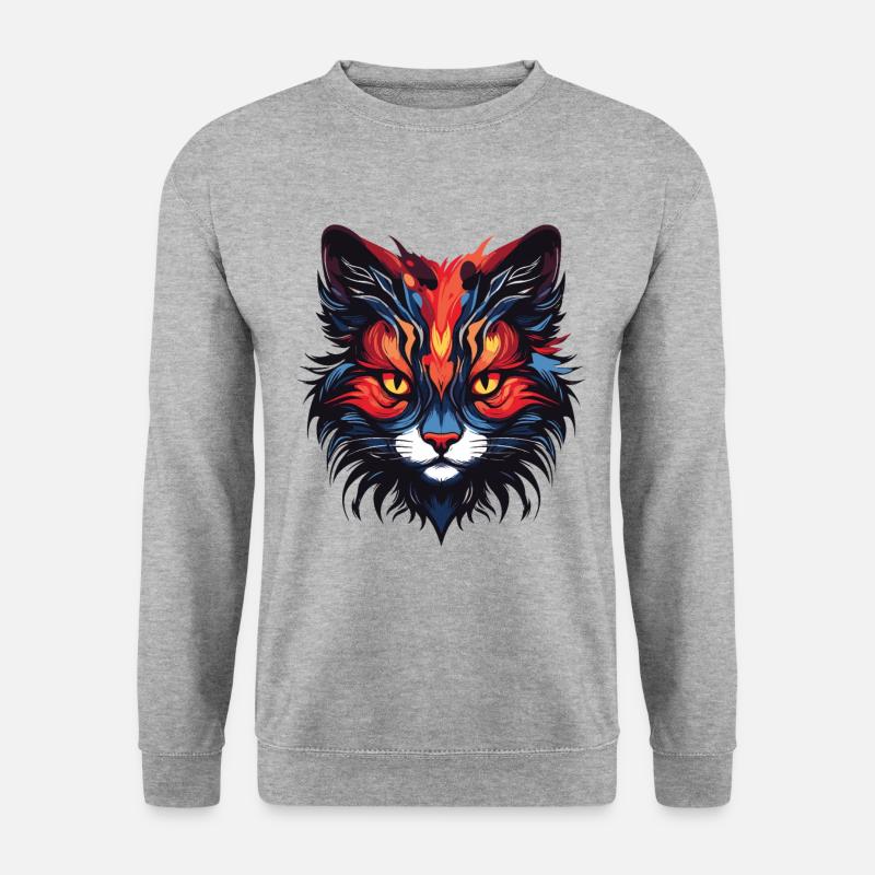 Katze Portrait - Unisex Pullover - Weißgrau meliert