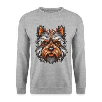 Yorkshire Terrier Hund Portrait - Unisex Pullover - Weißgrau meliert - Vorne - Alina (178cm) & Michal (187cm)