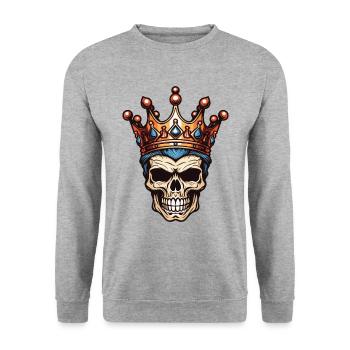 Skull King Crown - Unisex Sweatshirt - salt & pepper - Front - Alina (178cm) & Michal (187cm)