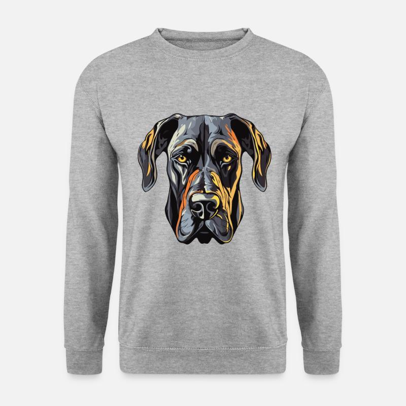 Great Dane Hund Portrait - Unisex Pullover - Weißgrau meliert