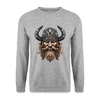 Wikinger Krieger Valhalla Odin - Unisex Pullover - Weißgrau meliert - Vorne - Alina (178cm) & Michal (187cm)