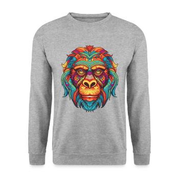 Gorilla Portrait - Unisex Sweatshirt - salt & pepper - Front - Alina (178cm) & Michal (187cm)