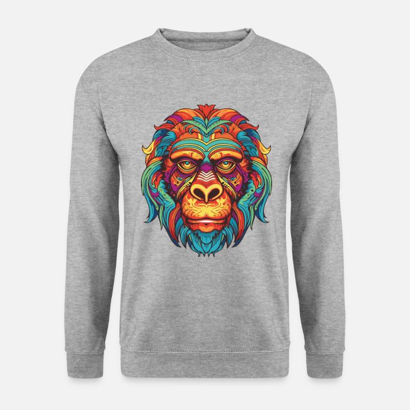 Gorilla Portrait - Unisex Pullover - Weißgrau meliert