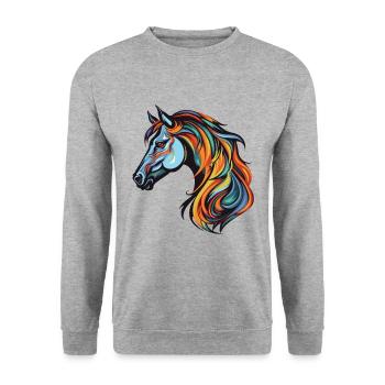 Horse Portrait - Unisex Sweatshirt - salt & pepper - Front - Alina (178cm) & Michal (187cm)
