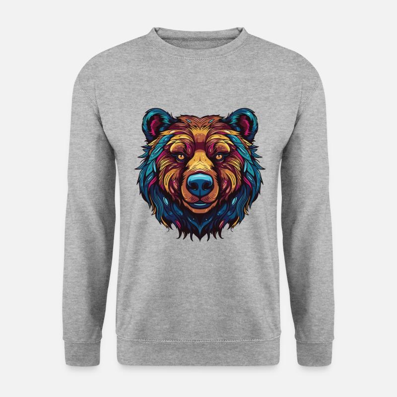 Bär Portrait - Unisex Pullover - Weißgrau meliert