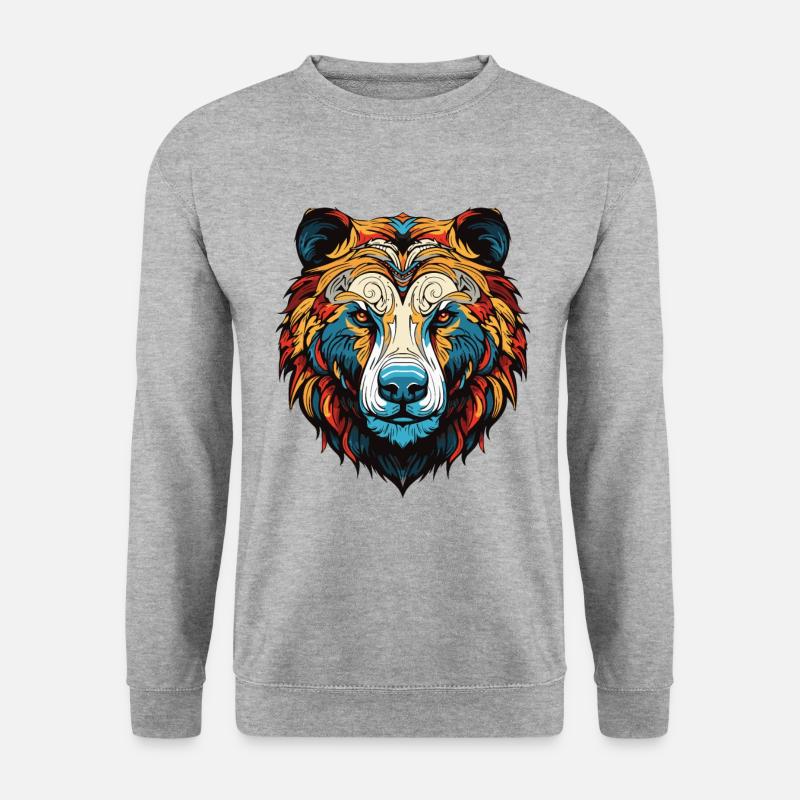 Eisbär Portrait Polar bär - Unisex Pullover - Weißgrau meliert