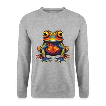 Frosch Portrait - Unisex Pullover - Weißgrau meliert - Vorne - Alina (178cm) & Michal (187cm)