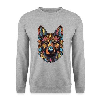 German Shepherd Dog Portrait - Unisex Sweatshirt - salt & pepper - Front - Alina (178cm) & Michal (187cm)