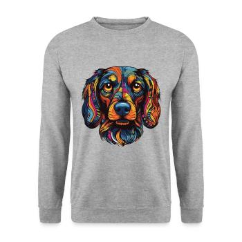 Teckel Portrait de chien teckel - Sweat-shirt Unisexe - gris chiné - Devant - Alina (178cm) & Michal (187cm)