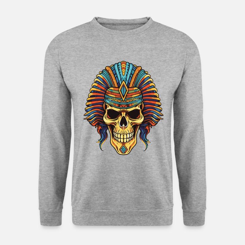 Pharao Totenkopf - Unisex Pullover - Weißgrau meliert