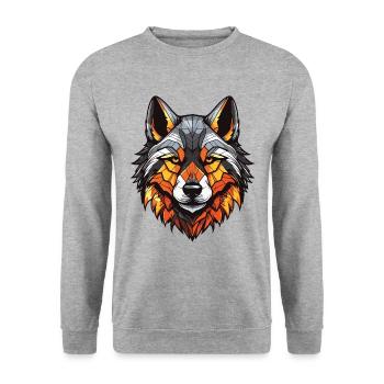 Akita Hund Portrait - Unisex Pullover - Weißgrau meliert - Vorne - Alina (178cm) & Michal (187cm)