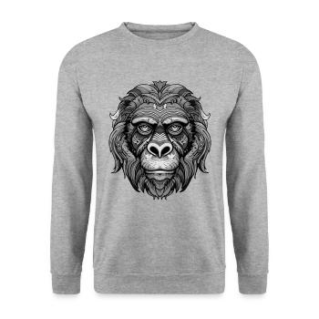 Gorilla Portrait - Unisex Sweatshirt - salt & pepper - Front - Alina (178cm) & Michal (187cm)
