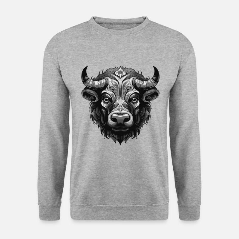 Bulle Portrait Taurus - Unisex Pullover - Weißgrau meliert