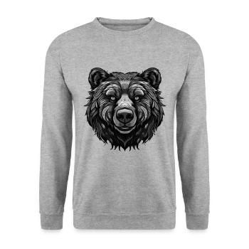 Bear Portrait - Unisex Sweatshirt - salt & pepper - Front - Alina (178cm) & Michal (187cm)