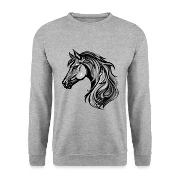 Pferd Portrait - Unisex Pullover - Weißgrau meliert - Vorne - Alina (178cm) & Michal (187cm)