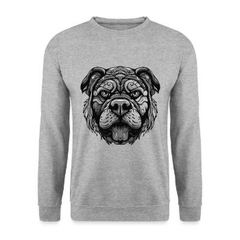 Bulldog Dog Portrait - Unisex Sweatshirt - salt & pepper - Front - Alina (178cm) & Michal (187cm)