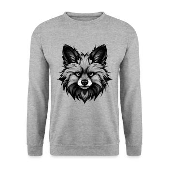 Pomeranian Hund Portrait - Unisex Pullover - Weißgrau meliert - Vorne - Alina (178cm) & Michal (187cm)