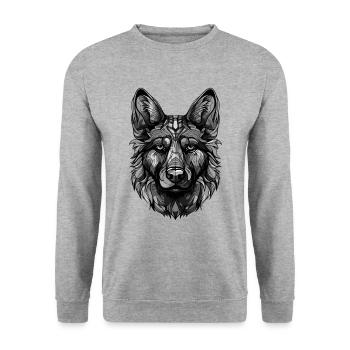 German Shepherd Dog Portrait - Unisex Sweatshirt - salt & pepper - Front - Alina (178cm) & Michal (187cm)