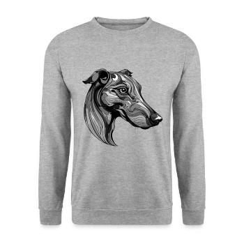 Greyhound Dog Portrait - Unisex Sweatshirt - salt & pepper - Front - Alina (178cm) & Michal (187cm)