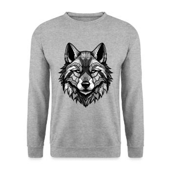 Akita Hund Portrait - Unisex Pullover - Weißgrau meliert - Vorne - Alina (178cm) & Michal (187cm)