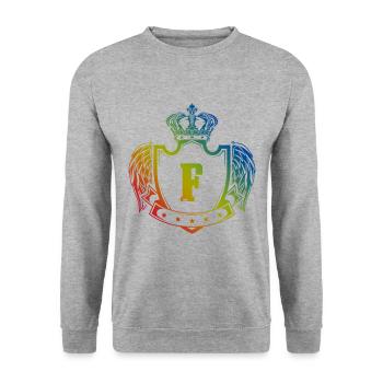 F letter coat of arms - Unisex Sweatshirt - salt & pepper - Front - Alina (178cm) & Michal (187cm)