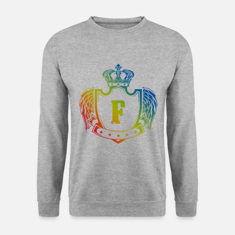 F Buchstabe Wappen - Unisex Pullover - Weißgrau meliert