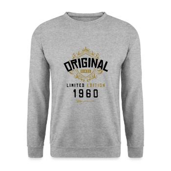 1960 limited edition Geburtstag - Unisex Pullover - Weißgrau meliert - Vorne - Alina (178cm) & Michal (187cm)