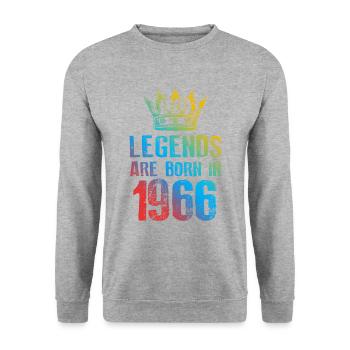 1966 Légendes nées en - Sweat-shirt Unisexe - gris chiné - Devant - Alina (178cm) & Michal (187cm)