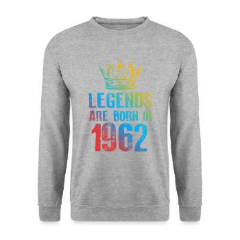 1962 Légendes nées en - Sweat-shirt Unisexe - gris chiné - Devant - Alina (178cm) & Michal (187cm)