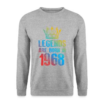 1968 legends born in - Unisex Pullover - Weißgrau meliert - Vorne - Alina (178cm) & Michal (187cm)