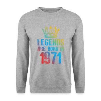 1971 Legends Born In - Unisex Sweatshirt - salt & pepper - Front - Alina (178cm) & Michal (187cm)
