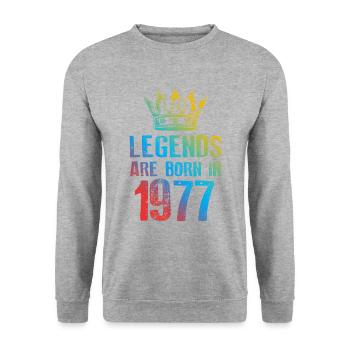 1977 Légendes nées en - Sweat-shirt Unisexe - gris chiné - Devant - Alina (178cm) & Michal (187cm)