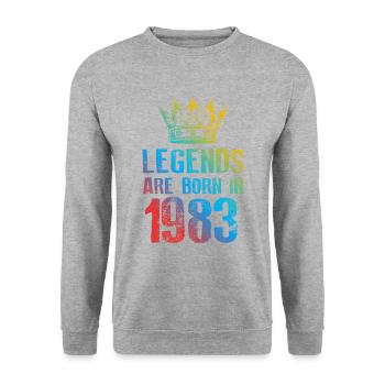 Légendes nées en 1983 - Sweat-shirt Unisexe - gris chiné - Devant - Alina (178cm) & Michal (187cm)