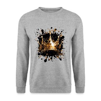 Crown Splat Gold - Unisex Sweatshirt - salt & pepper - Front - Alina (178cm) & Michal (187cm)