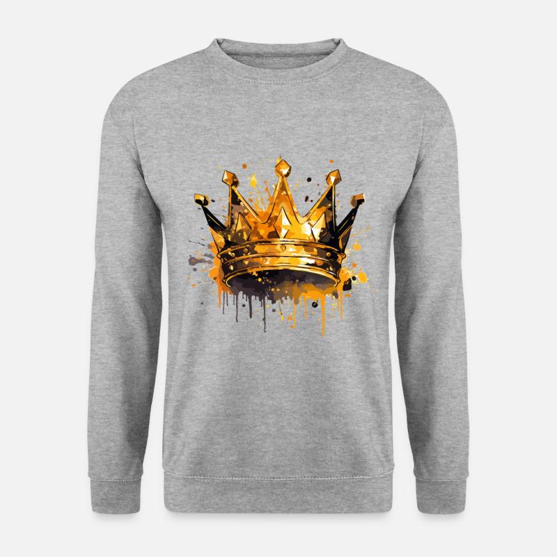 Krone Symbol Gold - Unisex Pullover - Weißgrau meliert