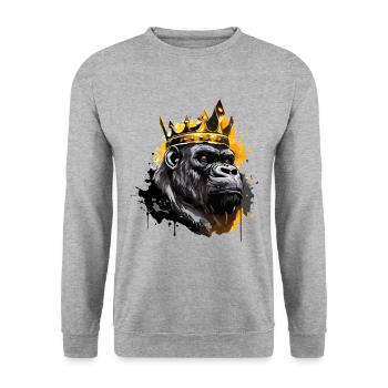 Gorilla Animal Head Crown - Unisex Sweatshirt - salt & pepper - Front - Alina (178cm) & Michal (187cm)