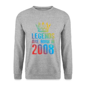 2008 Legends Born in - Unisex Sweatshirt - salt & pepper - Front - Alina (178cm) & Michal (187cm)