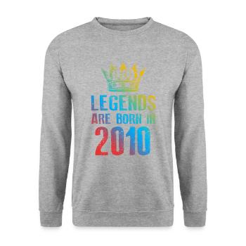 2010 Legends Born in - Unisex Sweatshirt - salt & pepper - Front - Alina (178cm) & Michal (187cm)