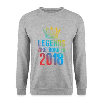 Légendes 2018 nées en - Sweat-shirt Unisexe - gris chiné - Devant - Alina (178cm) & Michal (187cm)