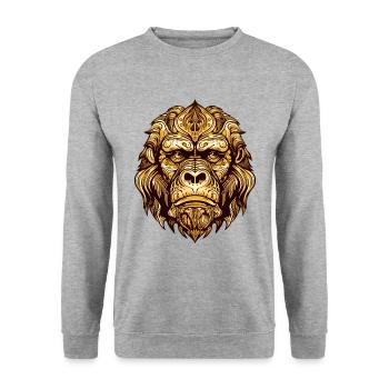 Gorilla Head Animal - Unisex Sweatshirt - salt & pepper - Front - Alina (178cm) & Michal (187cm)