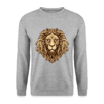 Lion, Head, Animal - Unisex Sweatshirt - salt & pepper - Front - Alina (178cm) & Michal (187cm)