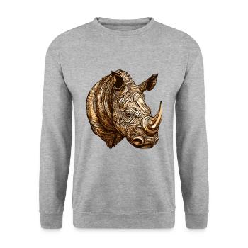 Rhinoceros Head Animal - Unisex Sweatshirt - salt & pepper - Front - Alina (178cm) & Michal (187cm)