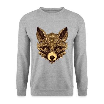 Fuchs Kopf Tier - Unisex Pullover - Weißgrau meliert - Vorne - Alina (178cm) & Michal (187cm)