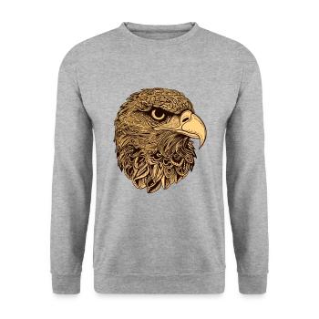Adler Kopf Tier - Unisex Pullover - Weißgrau meliert - Vorne - Alina (178cm) & Michal (187cm)