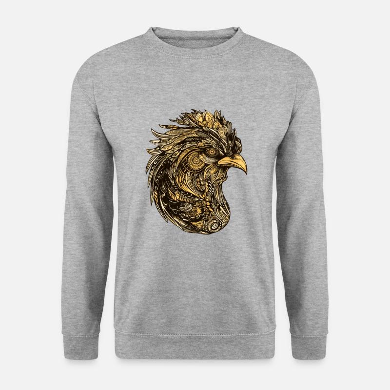 Hahn Kopf Tier - Unisex Pullover - Weißgrau meliert