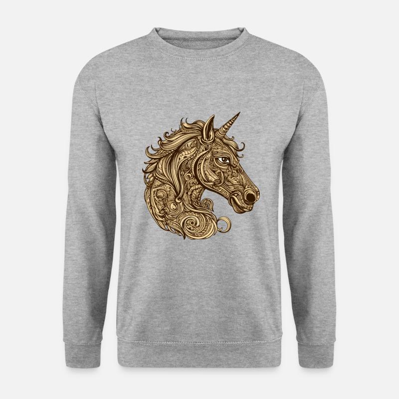 Einhorn Kopf Tier - Unisex Pullover - Weißgrau meliert
