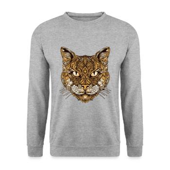 Cat Head Animal - Unisex Sweatshirt - salt & pepper - Front - Alina (178cm) & Michal (187cm)