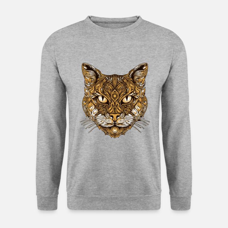 Katze Kopf Tier - Unisex Pullover - Weißgrau meliert